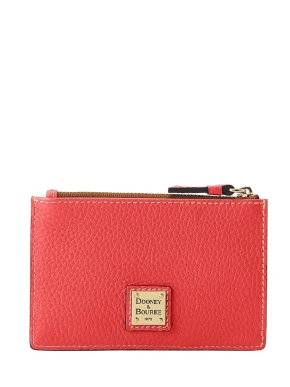 Dooney & Bourke Pebble Grain Zip Credit Card Case In Geranium